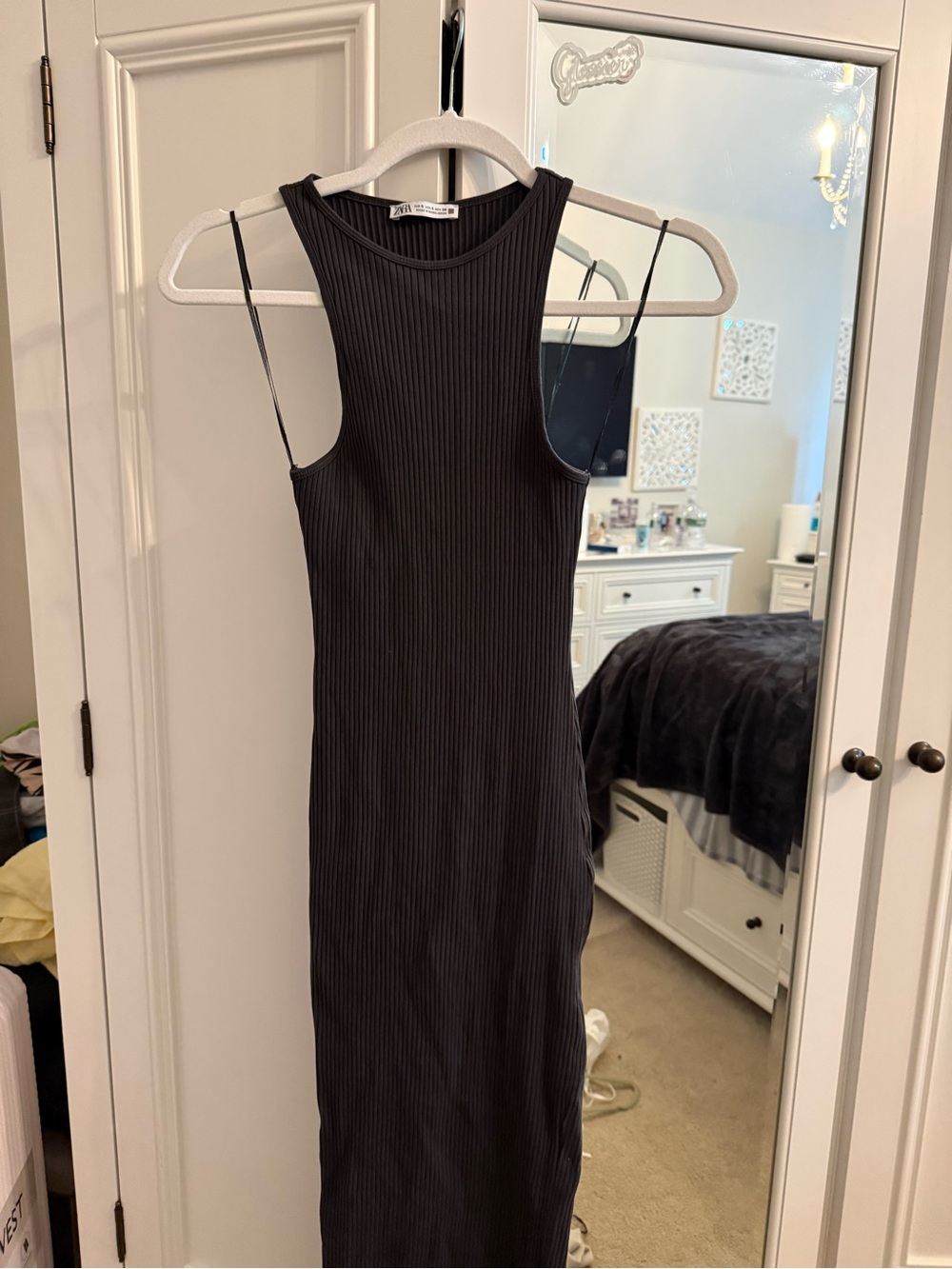 Zara Black Ribbed Maxi Tank Dress